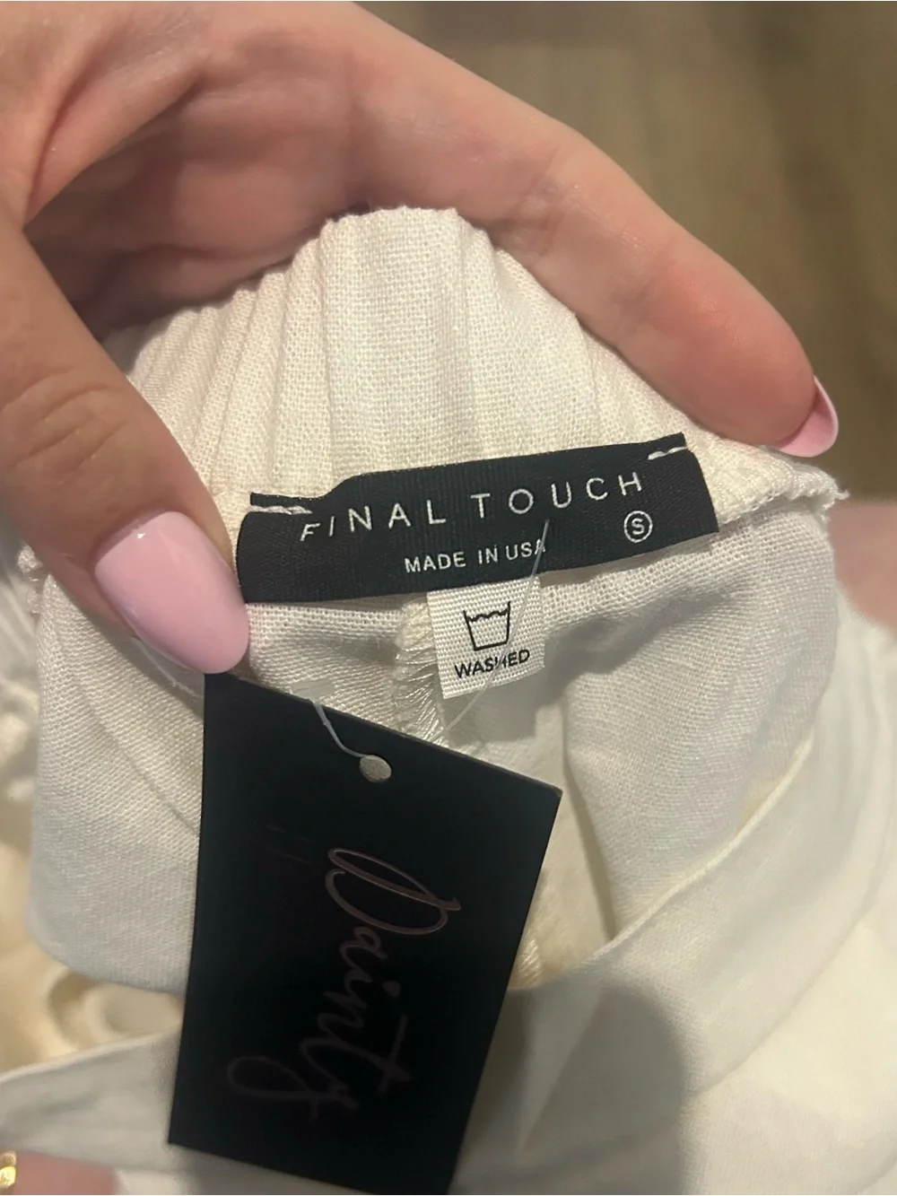 Final Touch Women's Off-White Wide-Leg Trousers with Button Tabs